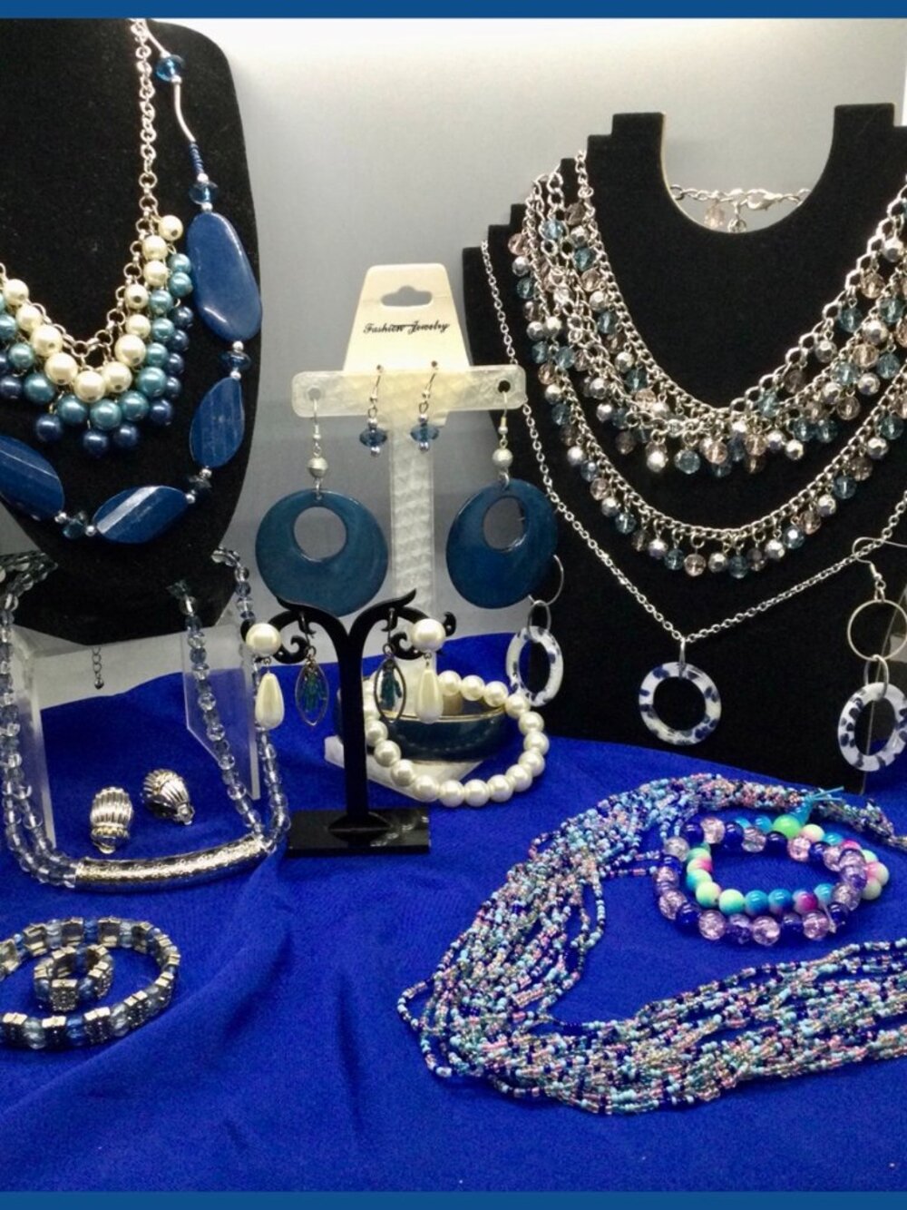Layers of Blue Jewelry Lot, 19 pc